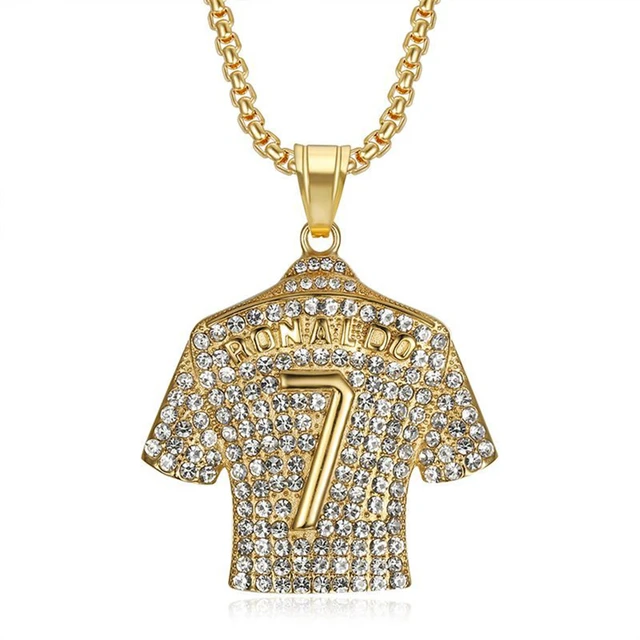 The chain necklace purchased by San Francisco 49ers defensive back Jason  Verrett as a symbol to highlight a player who made a big play is viewed on  the sideline before an NFL