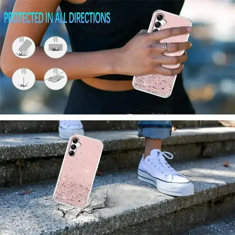 Silver Foil Bling Glitter Silicone Phone Case Cover