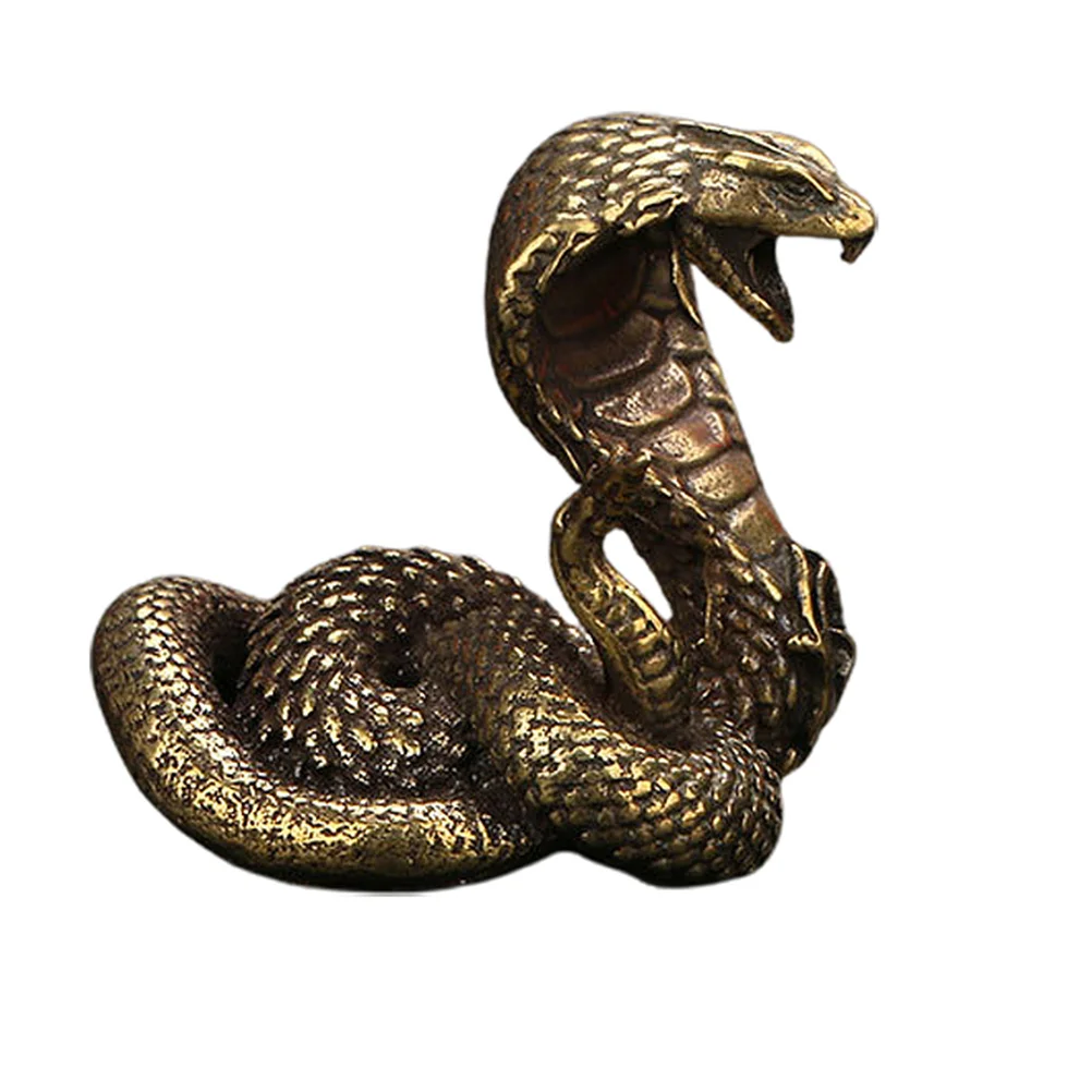 

Garden Decor Craft Cobra Statue Ornament Zodiac Snake Miniature Figurines Copper Desktop Decoration Tea Pet Decor Bronze