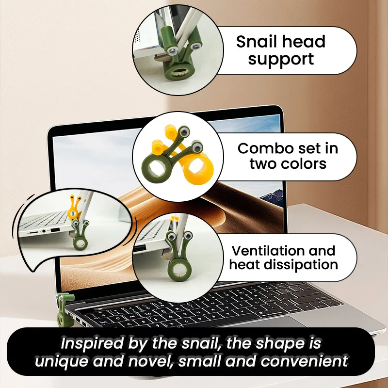 Snail Stand, 컴팩트하고 휴대 가능한 노트북 스탠드, 플라스틱 북 스탠드