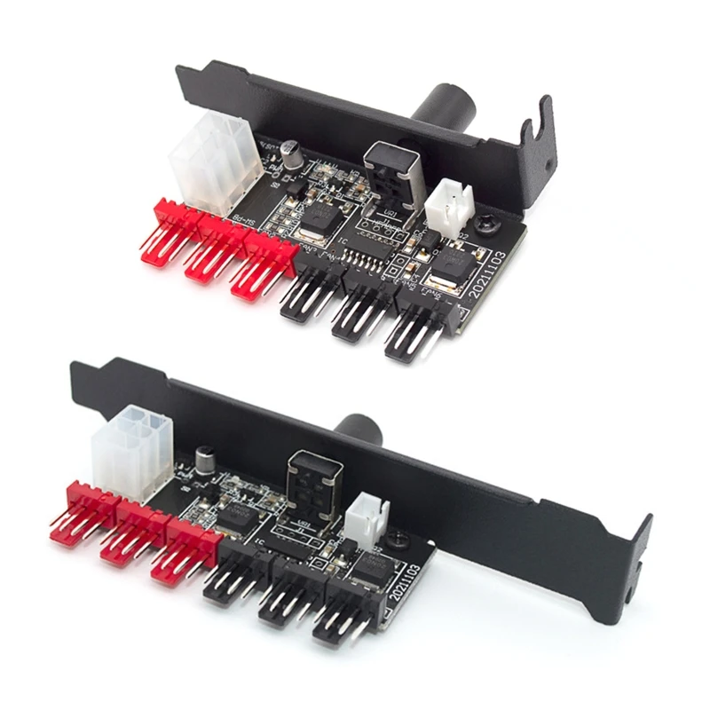 1 to 6 4pin/3Pin CPU Cooler PC Chassis PCI Cooling Fan Speed Controller