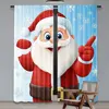 2Pcs Christmas Curtain Father Christmas Happy Winter Snow Season Elements Suitable For Living Room Bedroom Kitchen And Bathroom 1