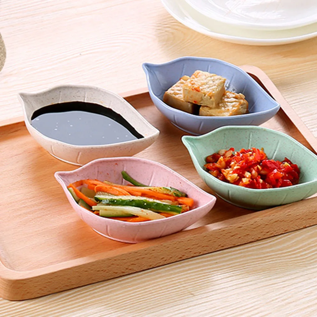 Wheat Straw Leaf Shape Seasoning Dishes Table Sauce Container Kitchen Cutlery Snack Plate | Дом и сад