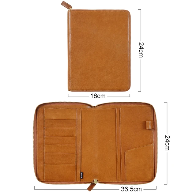 Moterm Full Grain Vegetable Tanned Leather A5 Zip Cover With Top Pocket  Planner Zipper Notebook Organizer Agenda Journal Diary - Notebook -  AliExpress