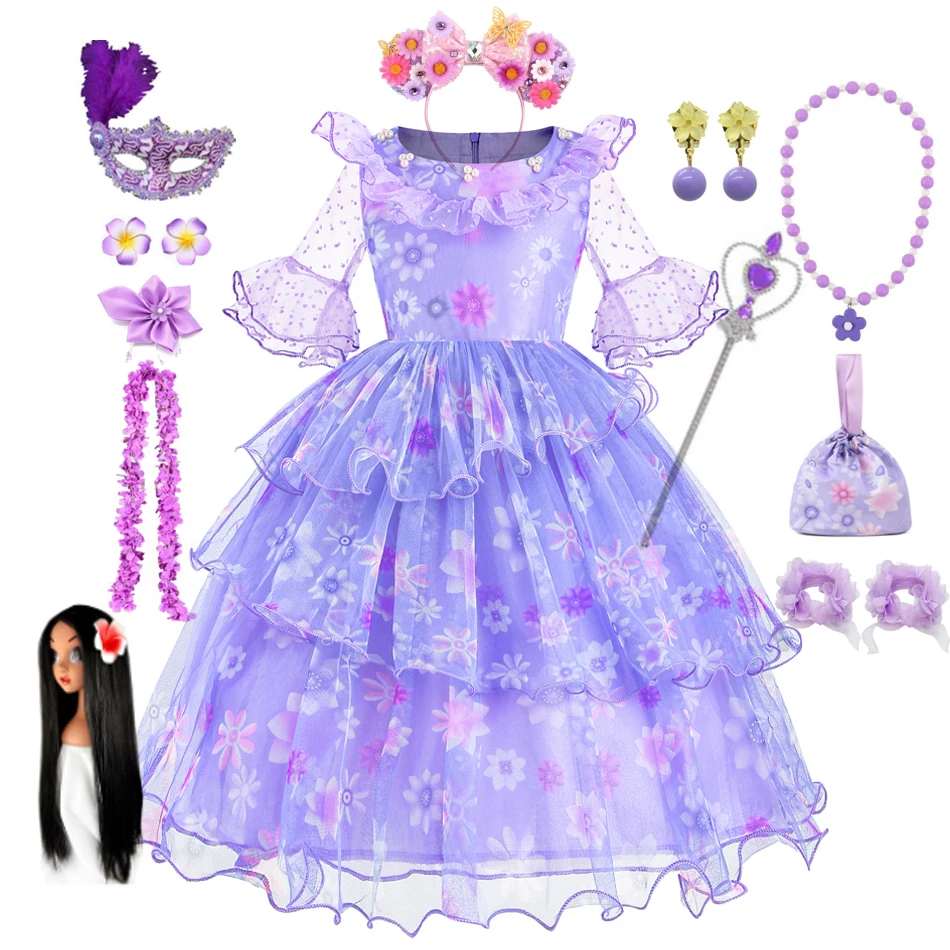 Encanto Costumes Cosplay Princess Dress Collana Con Ciondoli Per Ragazze Carnival Christmas Birthday Party Mirabel Dress