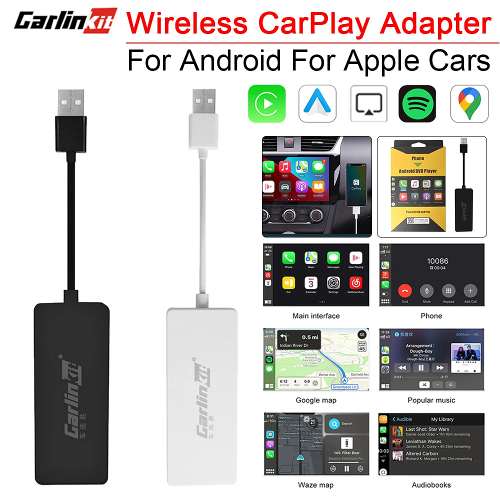 Carlinkit    , ȵ̵ ڵ AI ڽ Ƽ̵ ÷̾, USB ڵ Ƽ̵ ÷̾, 