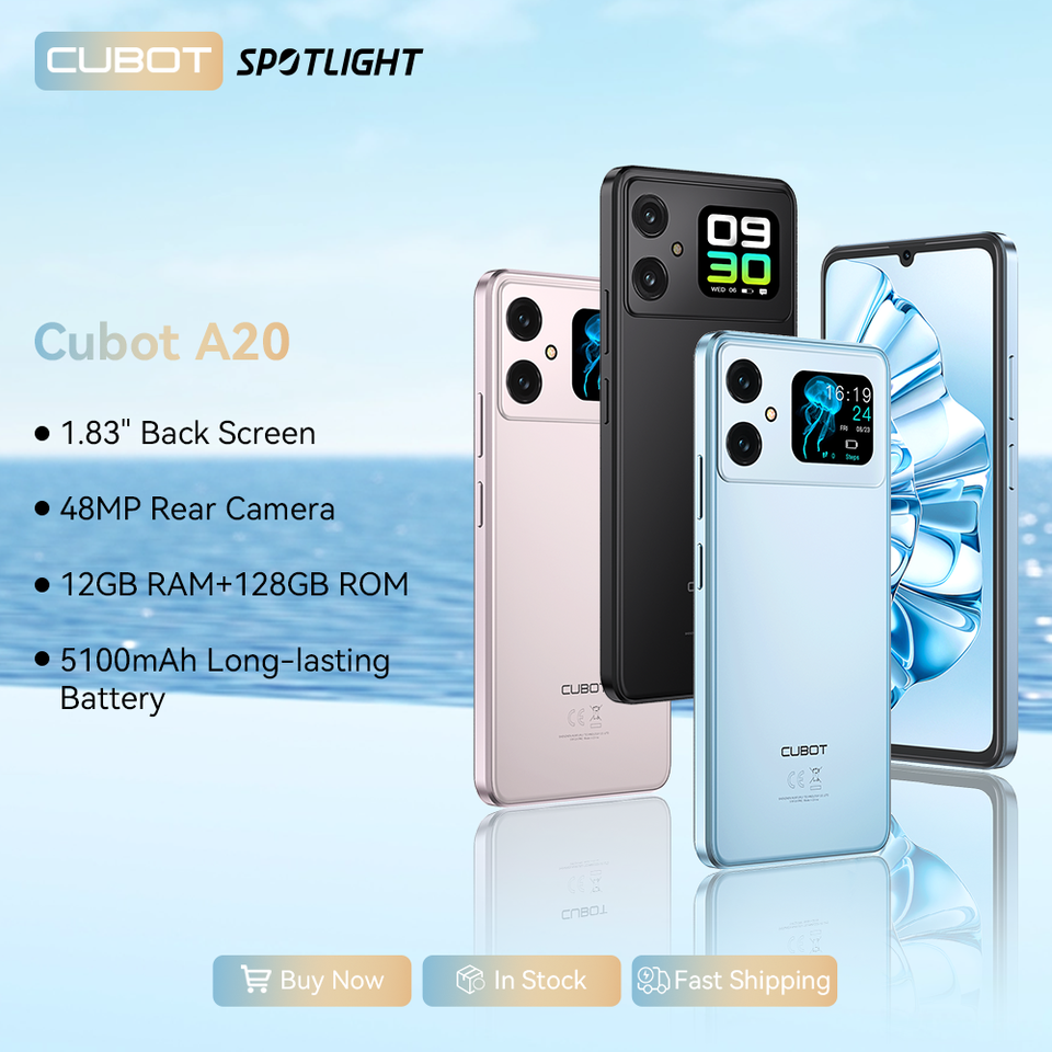 [World Premiere]Cubot A20 Smartphone Android 14 12GB(4GB+8GB Extend)+128GB 90Hz 6.745"HD+Display Face ID 5100mAh Cell Phone