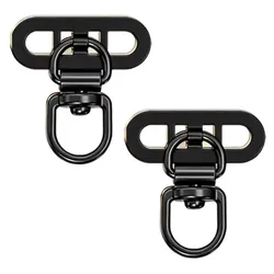 Compact 360° Rotatable Stainless Steel Ultra Thin Phone Lanyard Patch with Metal Hanging Cord Clip (2Pcs Black)