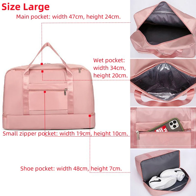With Logo Dry And Wet Separation Large-capacity Yoga Bag Foldable Portable  Travel Bag Sports Fitness Bag Outdoor Leisure Bag - AliExpress