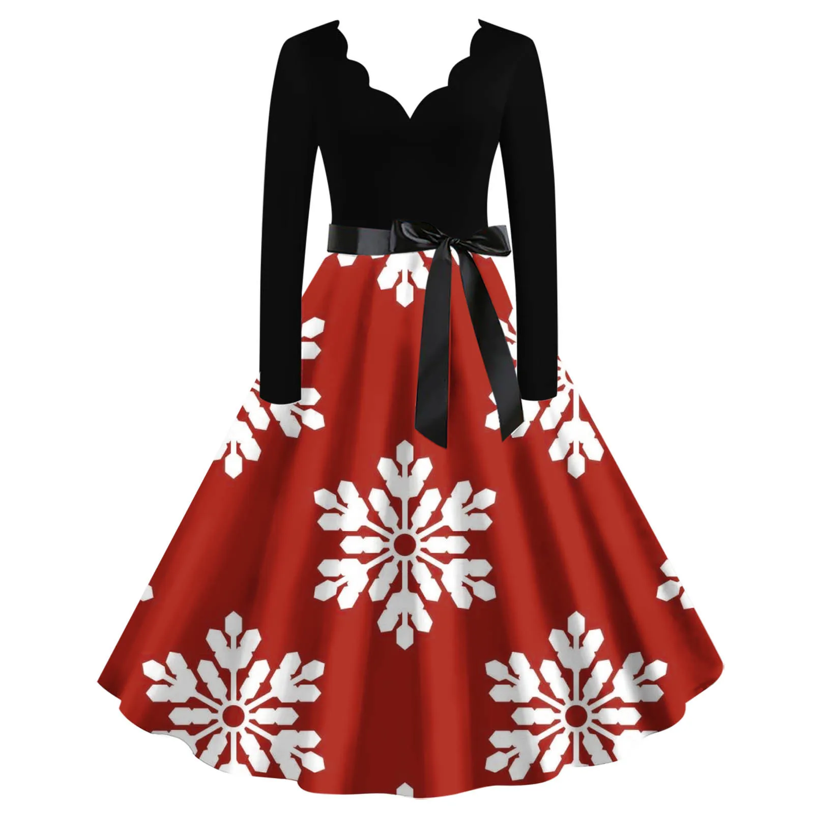 

Fashion Vintage Vestido Long Sleeve V Neck Christmas Evening Party Prom Dress Tunic Waist Elegant Dresses