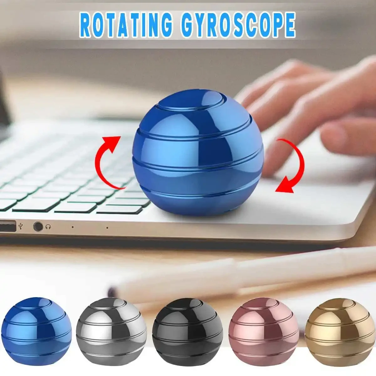 

Adult Desktop Stress Relief Metal Toy Aluminum Alloy Decompression Hypnosis Rotary Gyro Fingertip Toy Kinetic Round Spinner Gift