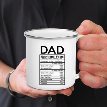 Dad Nutritional Facts Mug – Enamel Coffee Cup for Papa, Daddy, Stepdad – Father’s Day Gift 1