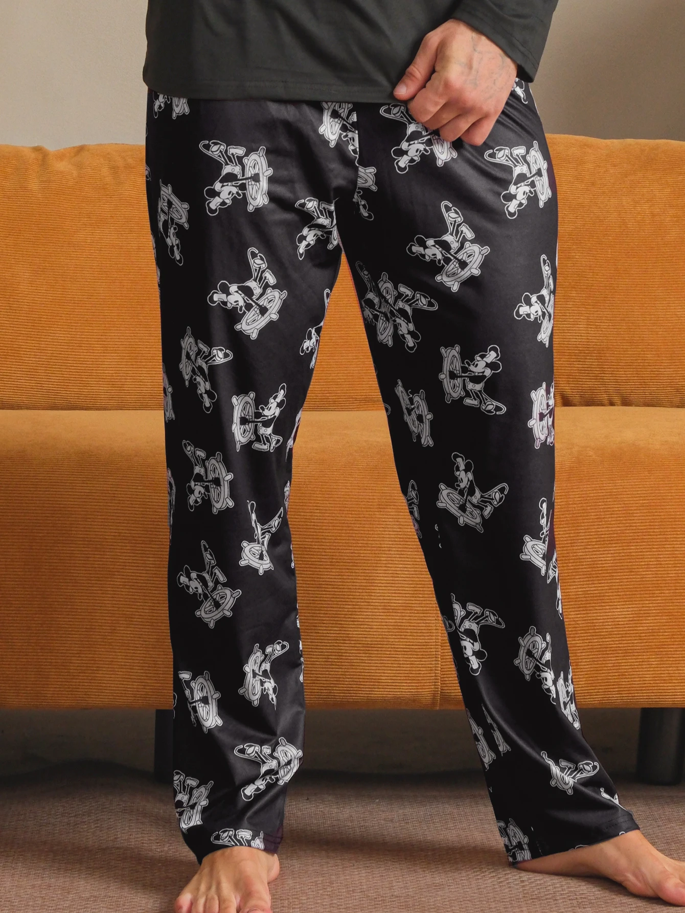 1 pack Men's pajamas long pants for autumn and winter printed casual home pants