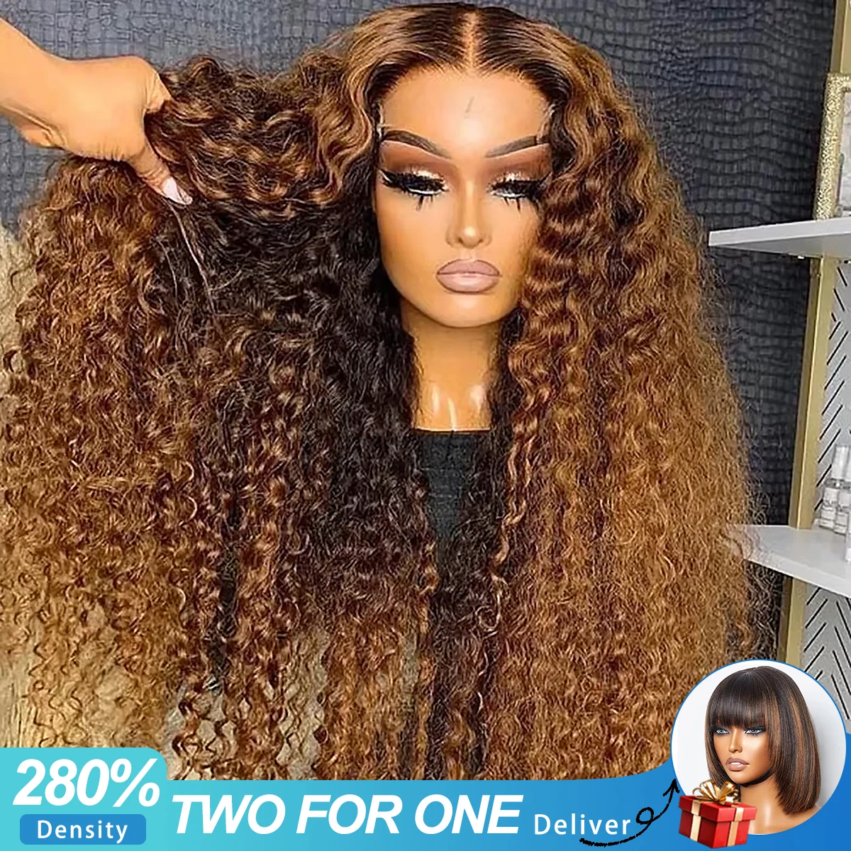 Human Hair Wig 38 40Inch Highlight Loose Deep Wave Lace Frontal Wigs Human Hair