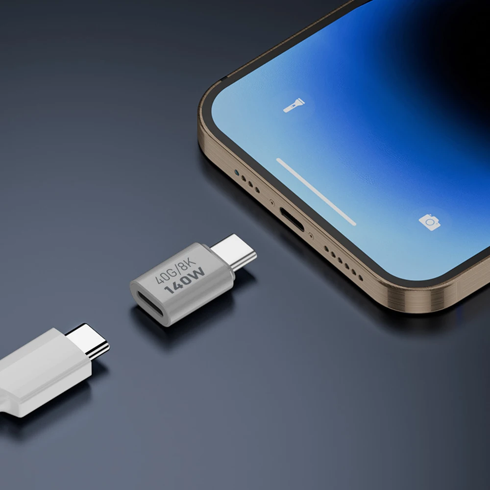 새로운 PD140W USB C 암-수 어댑터 PD 3.1 Thunderbolt 40 Gbps 데이터 전송 MacBook Pro/Air용 8K@60Hz 확장 커넥터