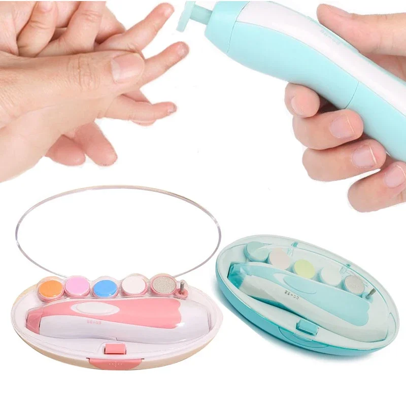 Baby Nail Trimmer Electric Newborn Essential Set Nail Clippers Tools Cutter Care Set Coupe Ongle Bebe With 6 Grinding Heads nail clipper nail care kit nail trimmer