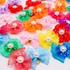 10pcs Pet Dog Hair Bow Accessories Lace Pearl Accents Colourful with Rubber Bands for Cute Medium Small Dog Cats Pet Decoration 4