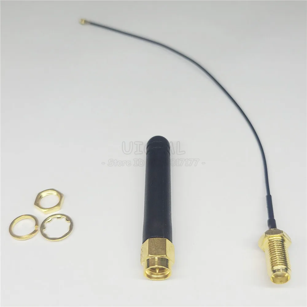 Câble SMA avec antenne pour SIM800L, vue détaillée du connecteur et du câble