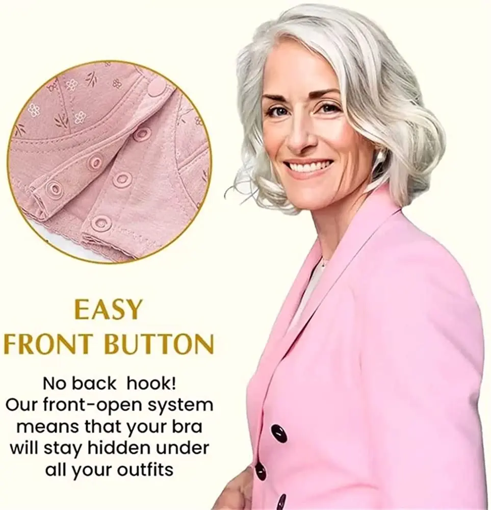 Elderly Charm Daisy Bras Front Snaps Women Wireless Brassiere Underwear Breathable Sport Crop Tops Seamless Bras Large Size Bra 5