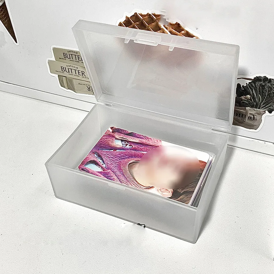 SKYSONIC 1pcs Frosted Storage Box,Transparent Stationery Organizer,Fit For Card Sleeves&Postcards,Desk Holder