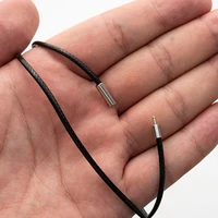 Cordon de collier noir cordon de collier en cuir tressé imperméable avec boucle d'insertion 634D 4