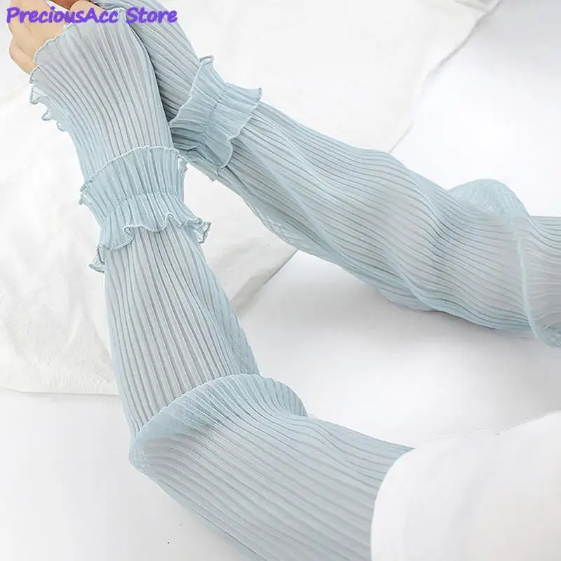 

Summer Fingerless Long Gloves Women Sun Protection Sleeves Gloves Lady Thin Lace Mesh Arm Sleeve Sunscreen UV Breathable Mittens