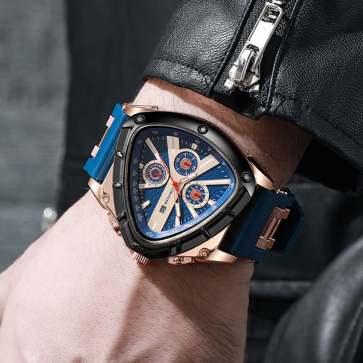 4Pcs Men's Silicone Watch Casual Sports Digital Scale Calendar Dial Trendy Fashion Business Quartz Watch, excluding Box