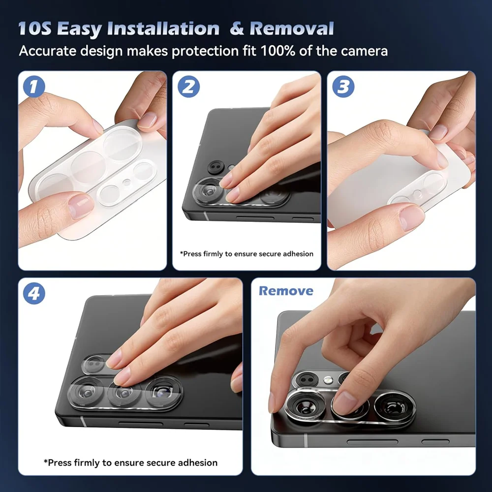 Tempered Glass Camera Protector - HD Clear Back Lens Cover, 1/3/5 Pack