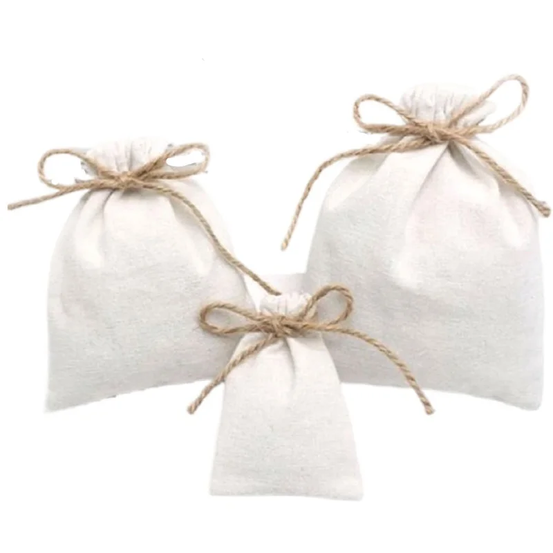 

Cotton Gift Bags Burlap Drawstring Dust Sack 8x10cm 9x12cm 10x15cm 13x17cm pack of 100 Makeup Jewelry Packaging Pouches