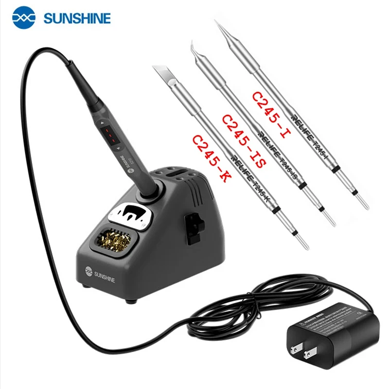 SUNSHINE S245 Portable Mini 110W High Power Smart Soldering Iron Rapid Heating Universal for C245 Series Soldering Iron Tips sunshine smart portable soldering iron c245 110w high power adjustable universal for jbc c210 c245 t245 s210 soldering tips tool