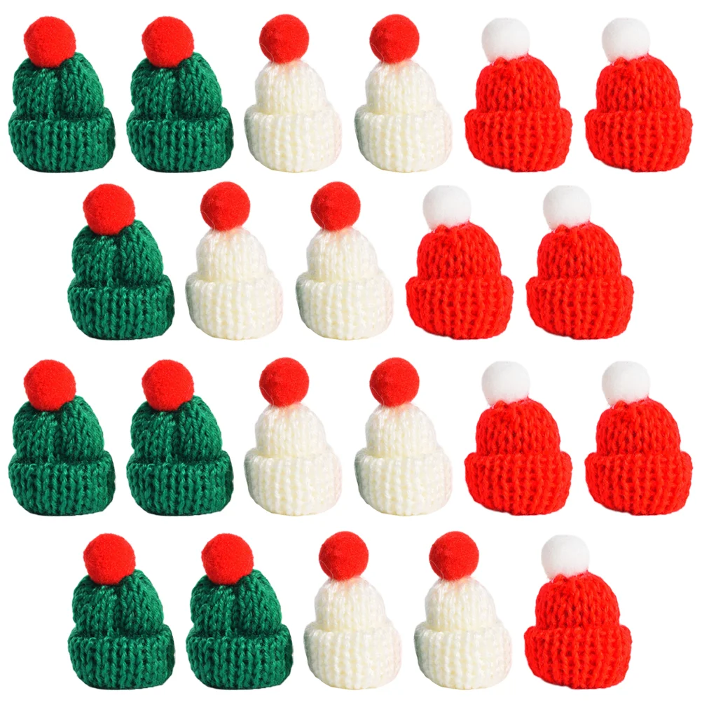 

Christmas Doll Mini Hats Miniature Knitting Santa Hats Colorful Mini Knitting Xmas Caps Decors Color Mini Wool Hat
