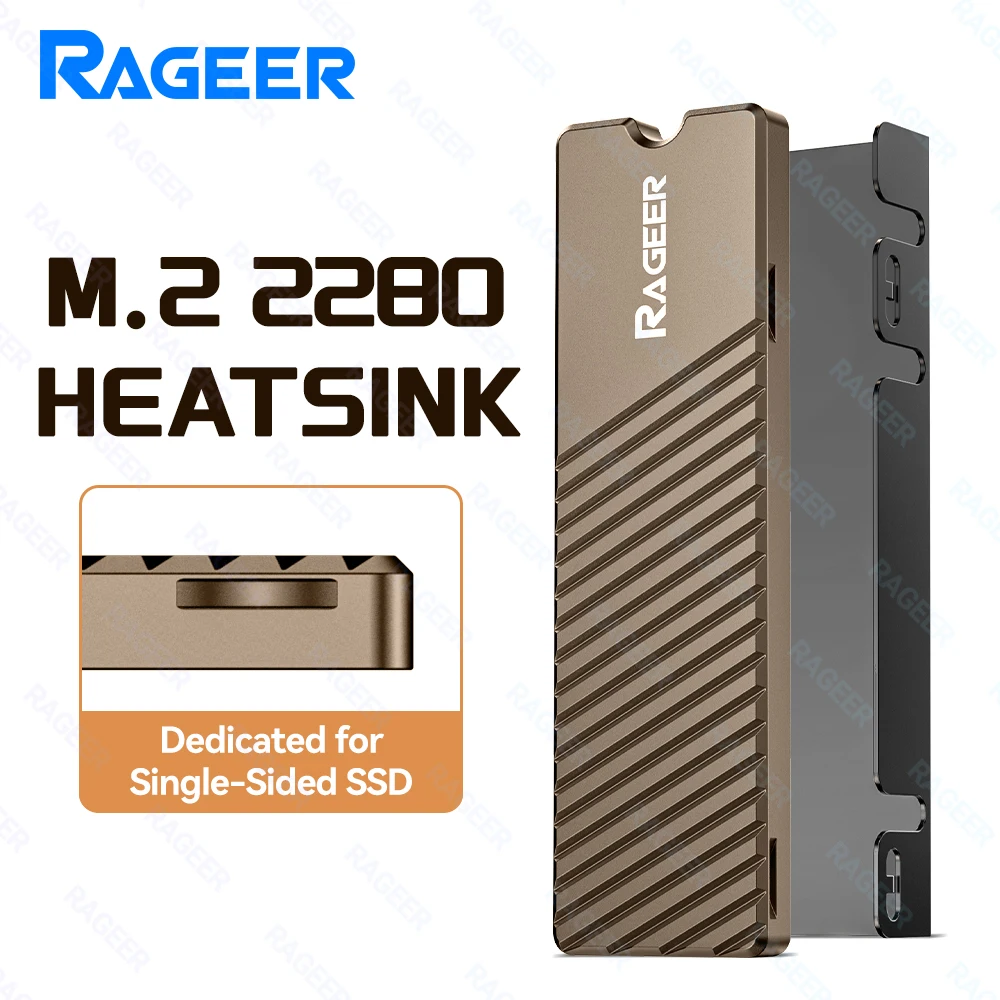RAGEER 5mm Ultra İnce M.2 SSD Soğutucu Alüminyum Alaşım, Termal Gresli, Aletsiz Klipsli Kurulum, PS5 ve ITX Kasaları için