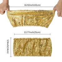 10pcs Stretchy Sequin Chair Sashes Sparkly Gold Sash Band for Banquet Wedding Party Home Outdoor Chair Cover Sash Decorations 5