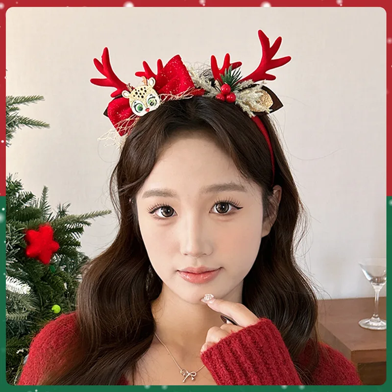 Christmas Headbands Snowman Reindeer Antlers Santa Design Hairband New Year Hair Accessories Xmas Gifts Photo Booth