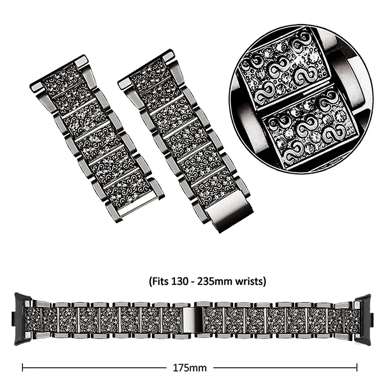 Elegant Diamond-Pattern Metal Watchband