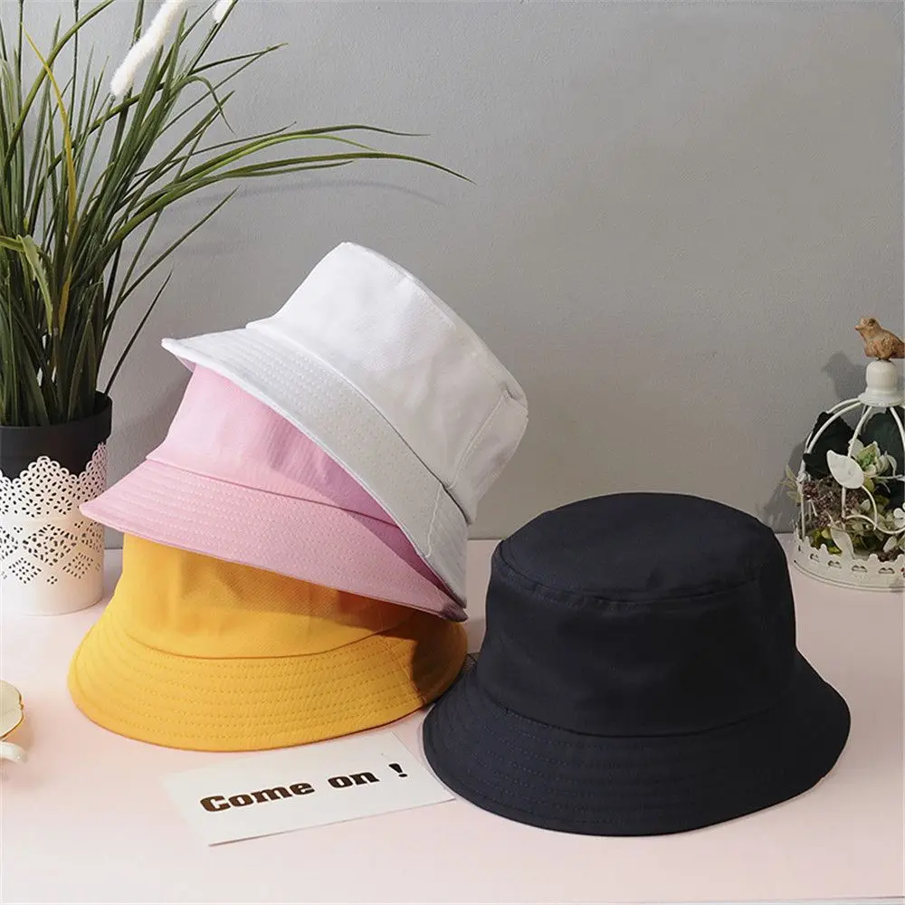 Bucket Hats Children Outdoor Summer Foldable Bucket Hats Sunscreen Cotton Fishing Hunting Cap Girls Basin Chapeau