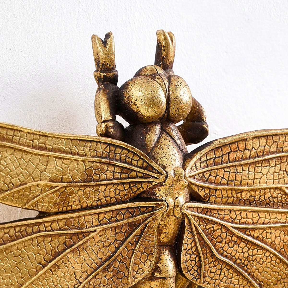 1PC, resin material golden dragonfly home decoration craft wall hanging, family party insect house hanging decoration