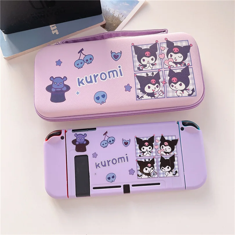 MINISO Sanrio Kuromi 스위치 케이스 쉘 보호용 분할 하우징 박스 Nintendo 스위치 액세서리 NS 콘솔 TPU Fundas