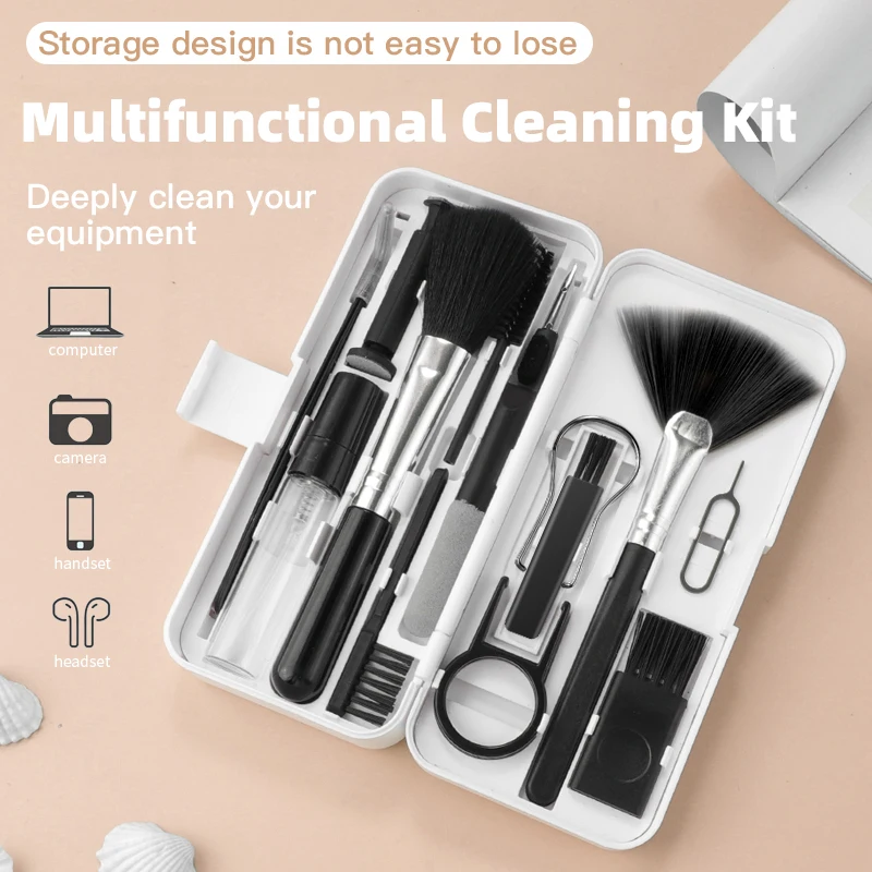 Cleaning Kit 18 in 1 Computer Keyboard Cleaner Phone Tablet Camera Screen Cleaning Tools Earphone Clean Brush Keycap Puller Phone Holder
