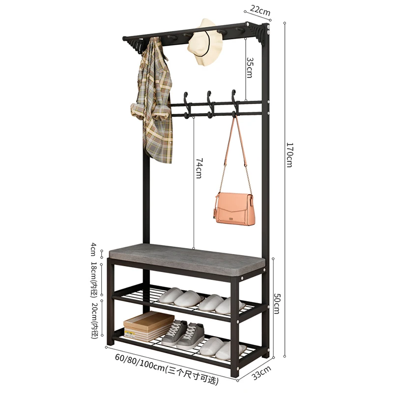 Dropship Coat Rack; 35.4 Inch With 9 Hooks And 2 Drawer Hangers; 5 In 1 Coat  Rack With Shoe Cabinet For Entry Hallway to Sell Online at a Lower Price