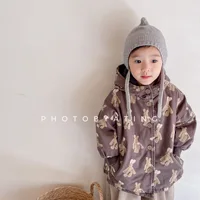 Filles manteau 2025 automne et hiver nouveaux vêtements pour enfants coréen vent fille bébé coton imprimé doudoune décontracté Simple quotidien 2