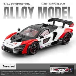 1/24 Scale McLaren Senna Replica with Sound and Lights - Track Edition Sports Car Model, Perfect Gift (Boxed white)