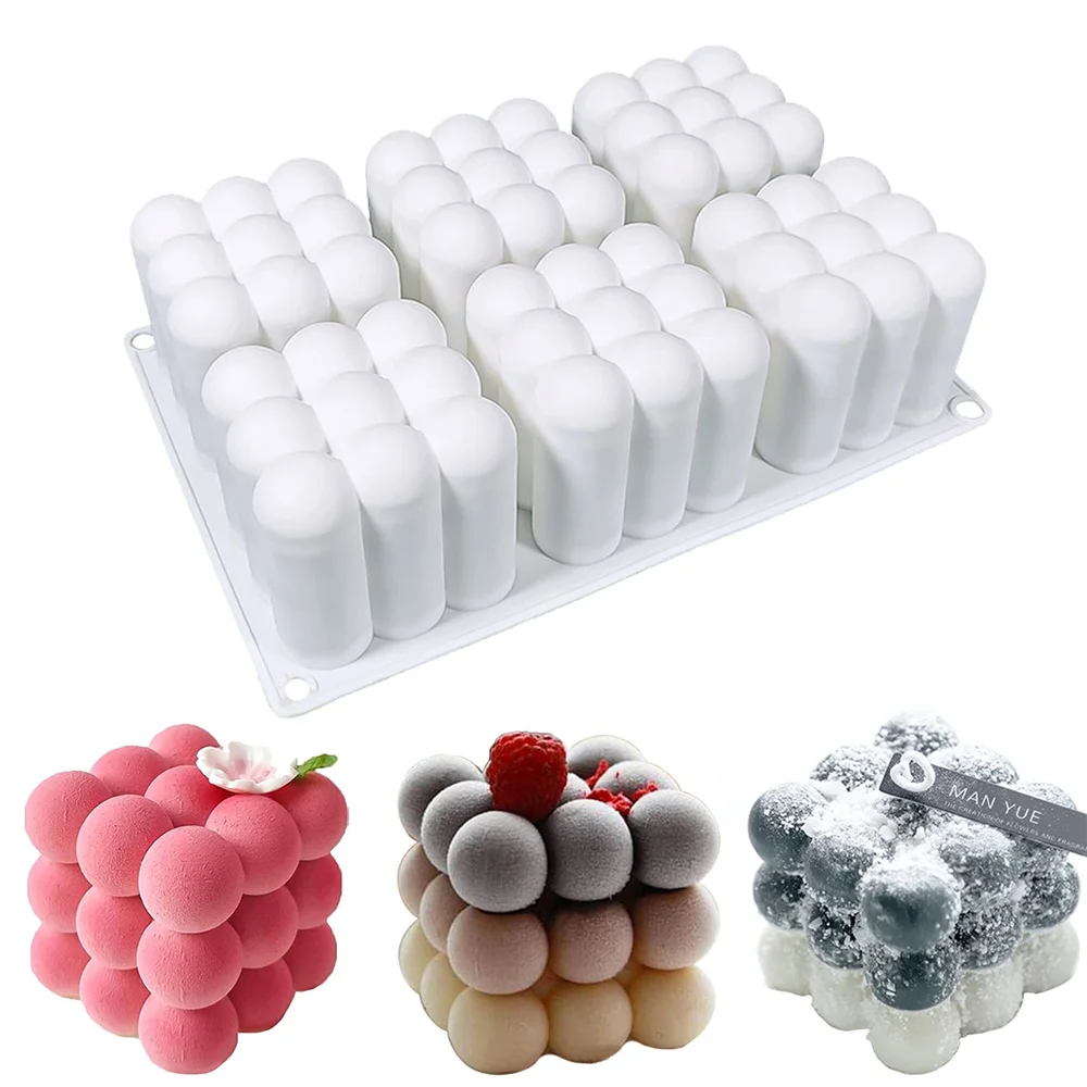 15 Cavity 3D Magic Bubble Ball Silicone Candle Molds Bubbles Cube Mold,  Candle