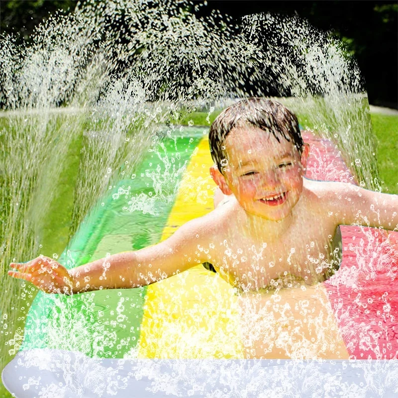 Inflatable Lawn Water Spray Slide Summer Swimming Pool Waterskiing Splash Toys Slip Outdoor Backyard Water Toys Kids Summer Toys 2