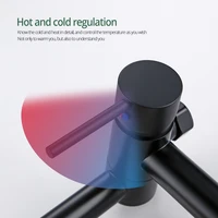 ก๊อกน้ำฝักบัวแบบด้านสีดำ น้ำร้อนน้ำเย็น 2 ทาง ฝักบัวมือถือ หัวฉีดแบบหมุนได้ ก๊อกน้ำห้องน้ำติดผนัง 3