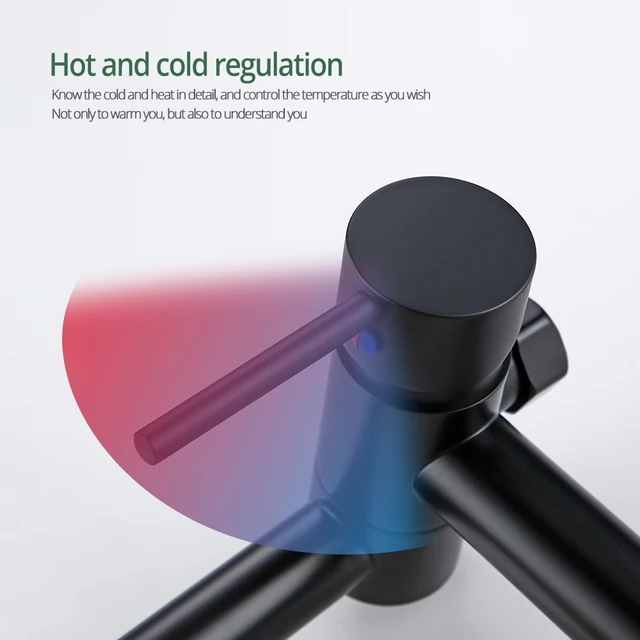 ก๊อกน้ำฝักบัวแบบด้านสีดำ น้ำร้อนน้ำเย็น 2 ทาง ฝักบัวมือถือ หัวฉีดแบบหมุนได้ ก๊อกน้ำห้องน้ำติดผนัง 3