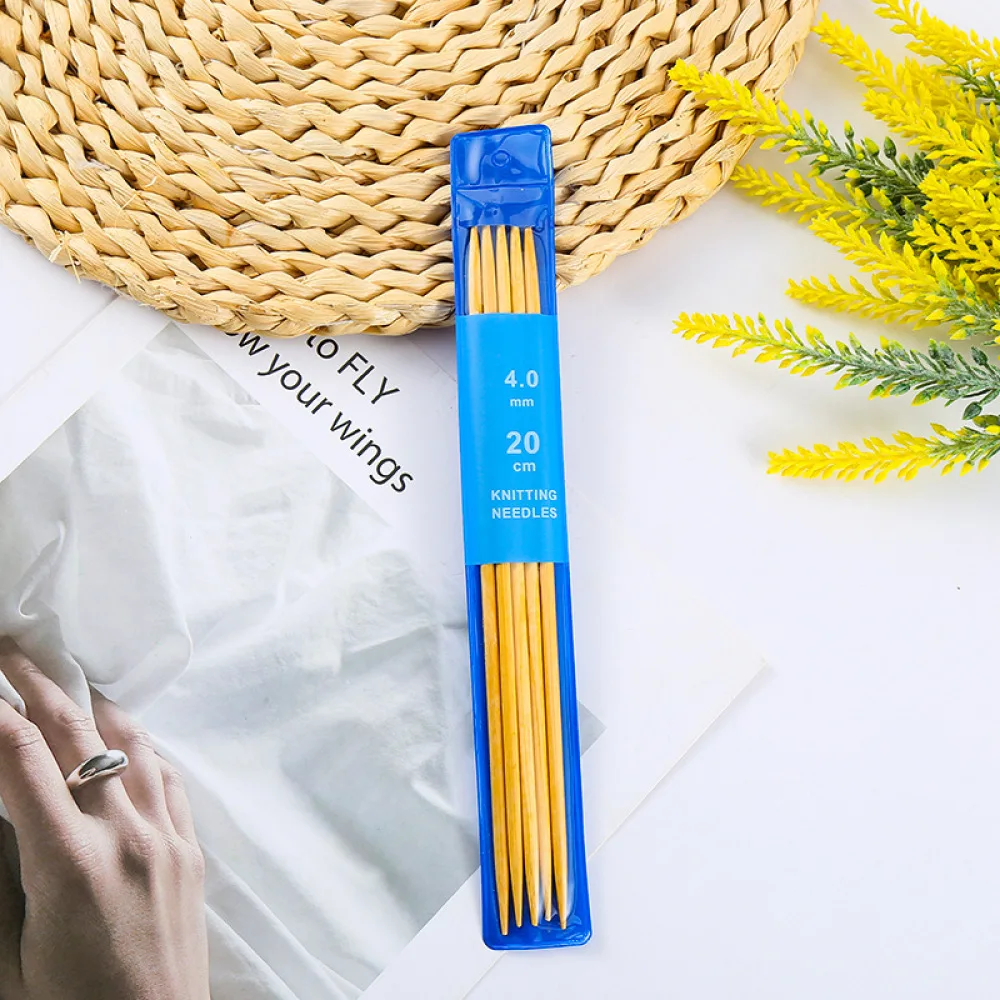 Description Picture 4 of item2-5mm 5Pcs/Set Knitting Needles Double Pointed Bamboo Crochet Hook DIY Sweater Socks Weave Knitting Tools 20cm