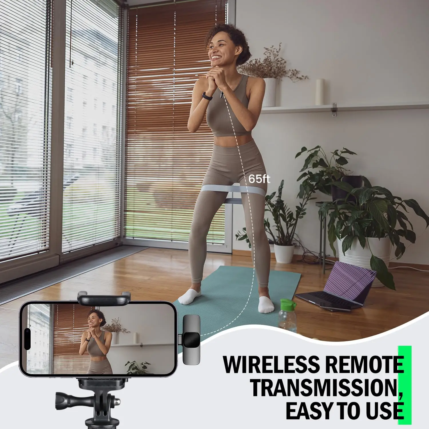 Basix Wireless Lavalier Microphone Audio Recording Mini Replaceable Windproof Wool Microphone for iPhone16 Shoot vlog YouTube BEST SELLERS