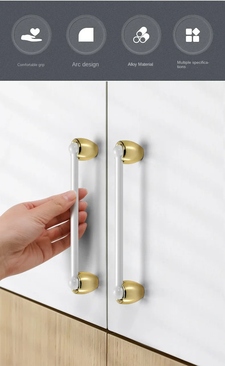 Description Picture 3 of itemGolden Cabinet Door Handle Cabinet Drawer Handle Modern Simple White Bright Gold Light Luxury Cabinet Single Hole Handle