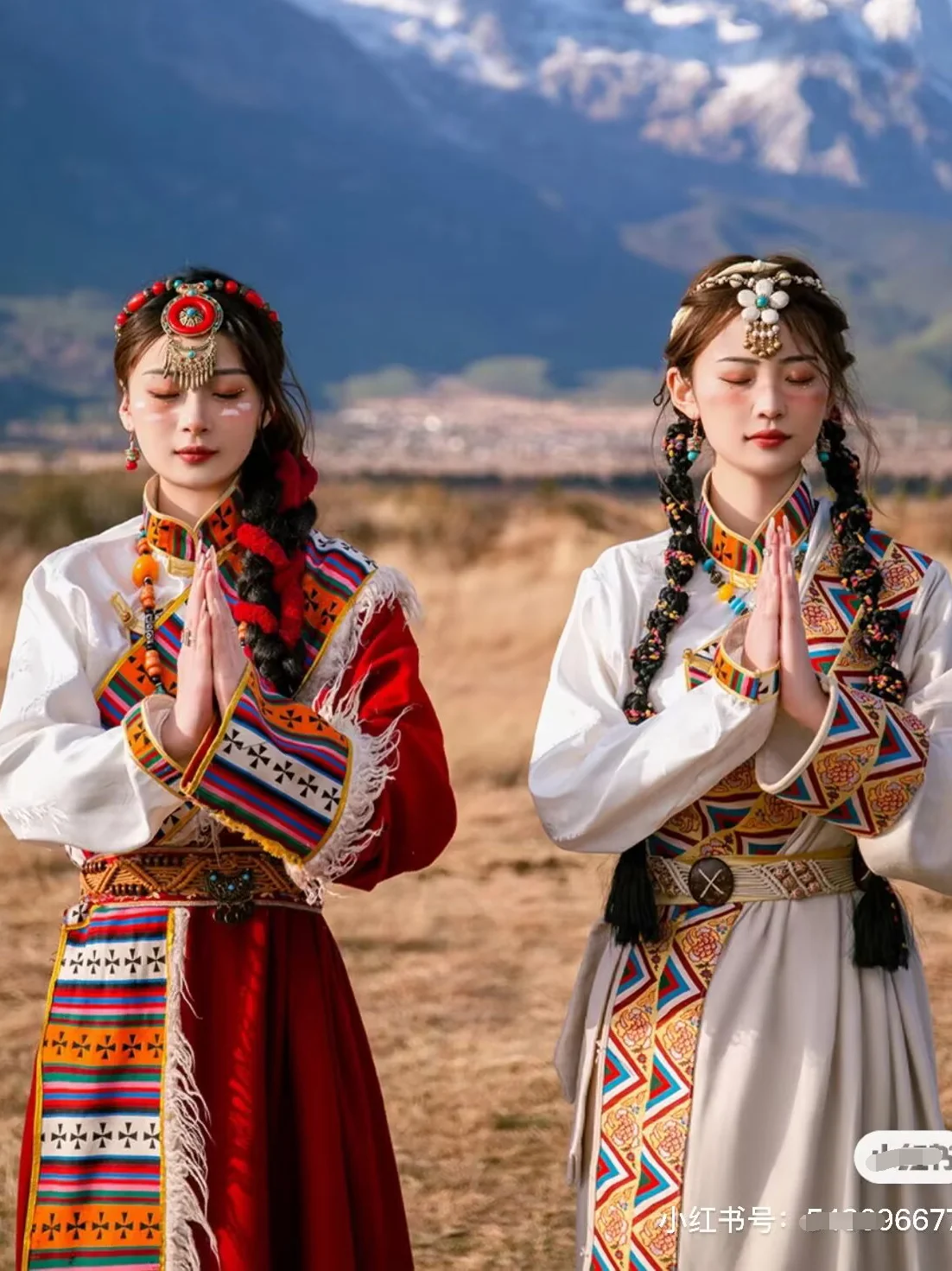 

Tibetan Clothing Men and Women Noble Tibetan Robe Photo Tibet Tourism Minority Ethnic Style Tibetan Dance Performing Costumes